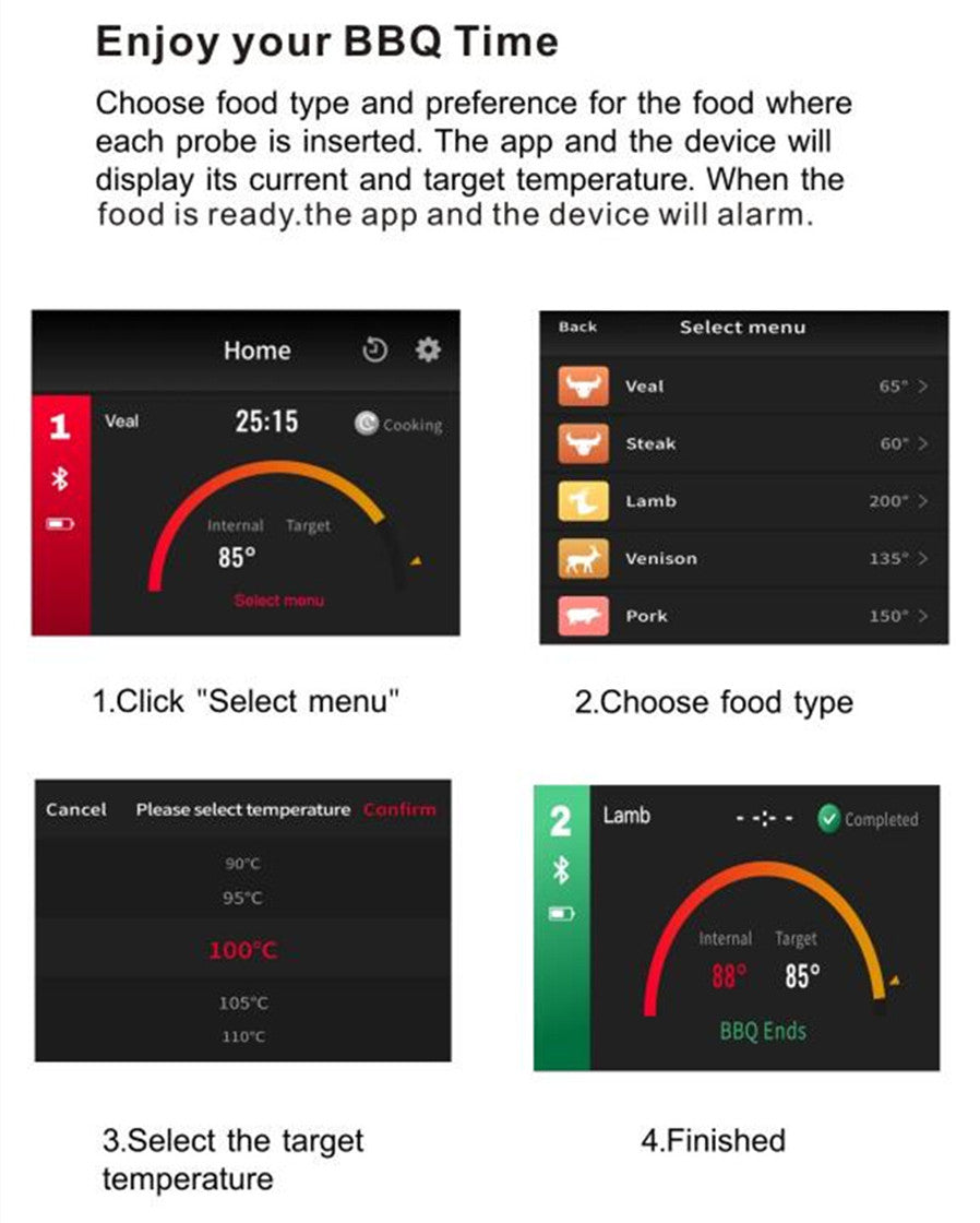 Wireless Bluetooth BBQ Thermometer - Opportia BBQ Assistant