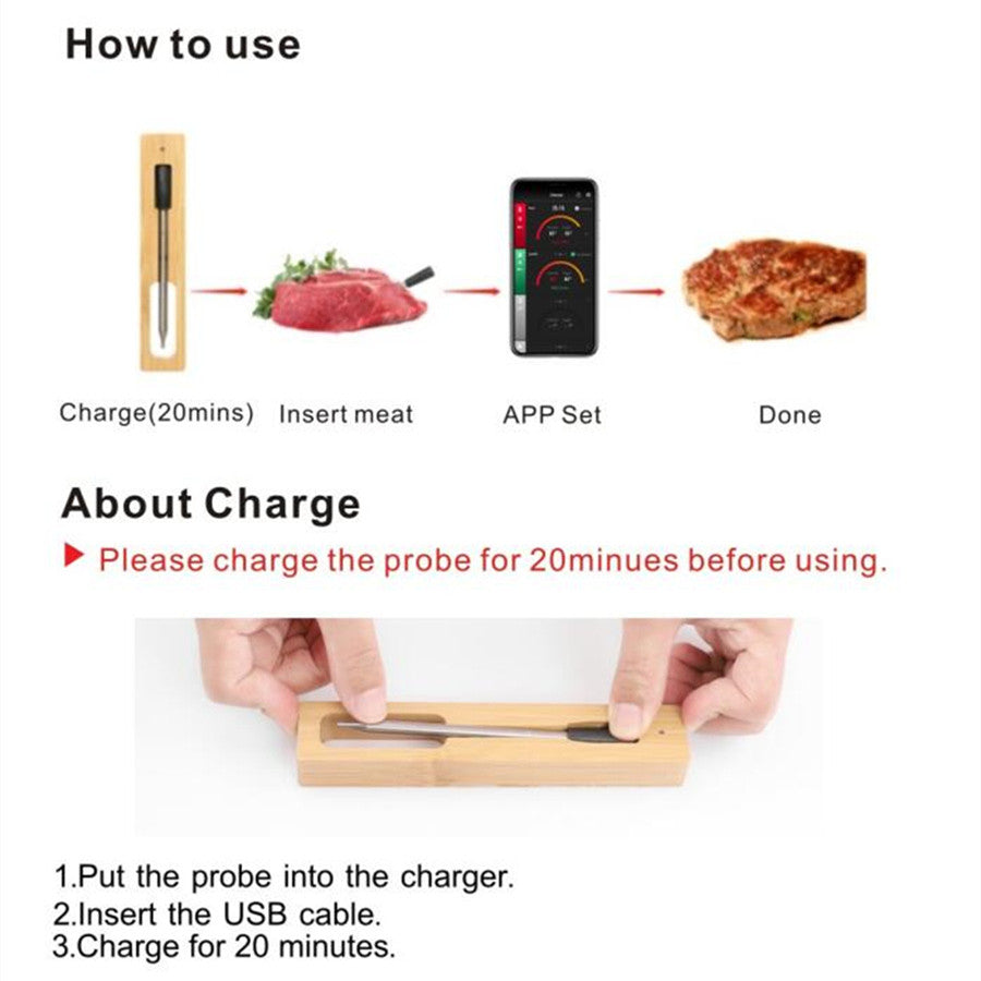 Opportia BBQ Probe Wireless Thermometer - Accurate Grilling Monitor