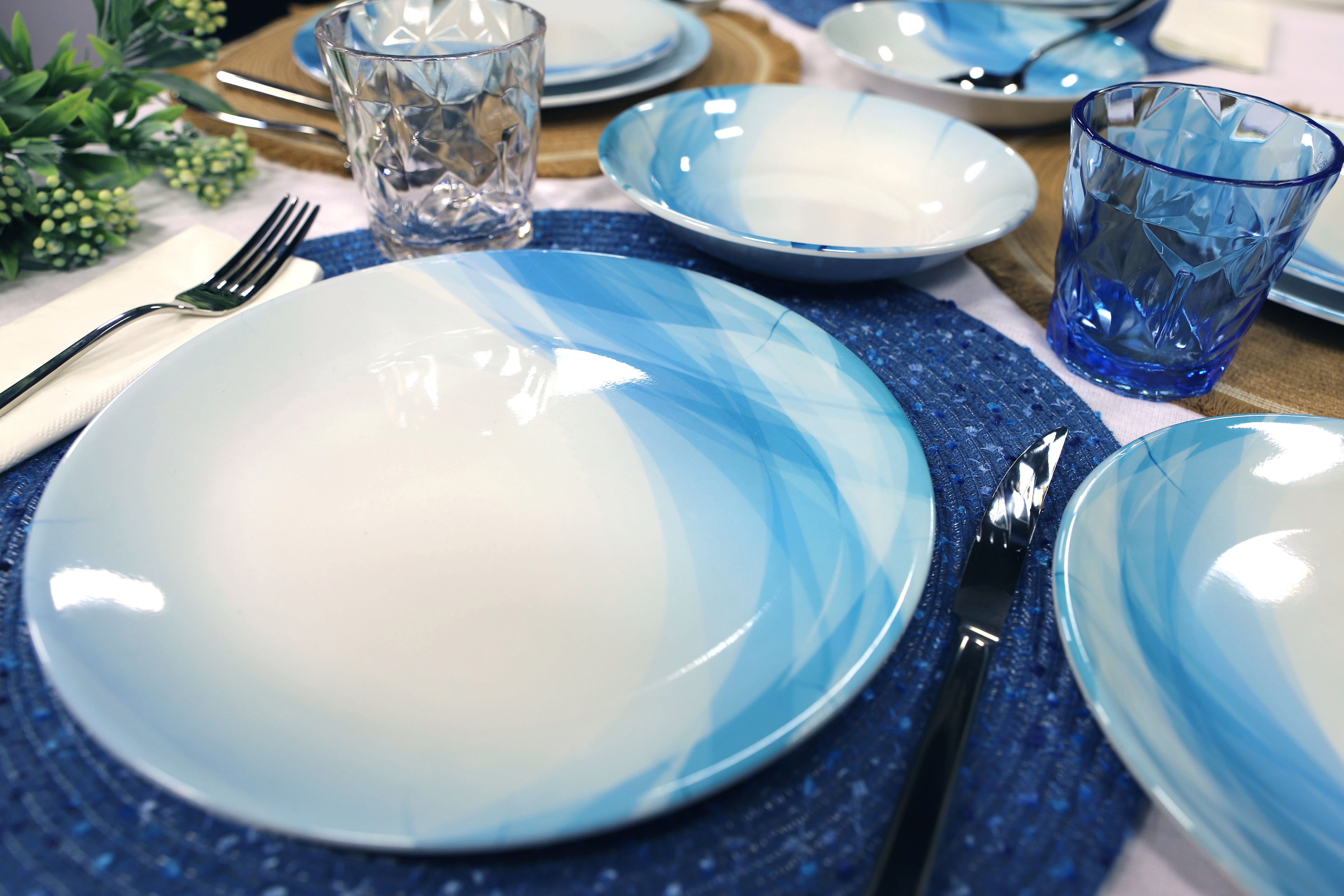 12pc Azure Melamine Dining Set - Service for 4