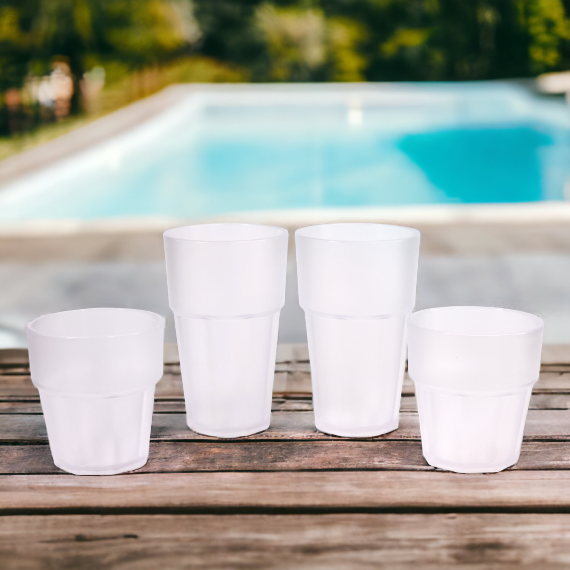 Reusable dishwasher-safe drinking glass set