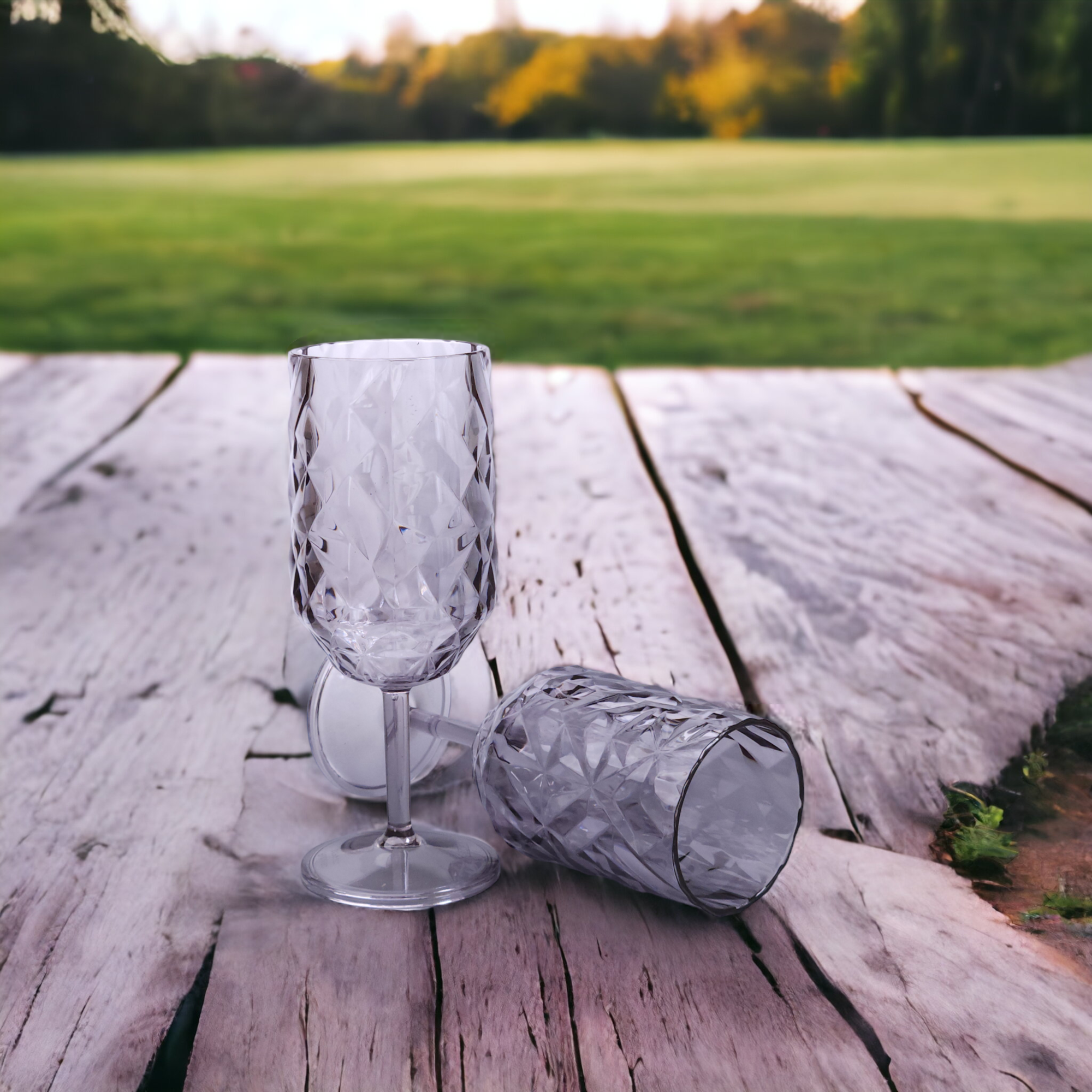 Exclusive Prism Shatterproof Goblet Set - Transparent Grey