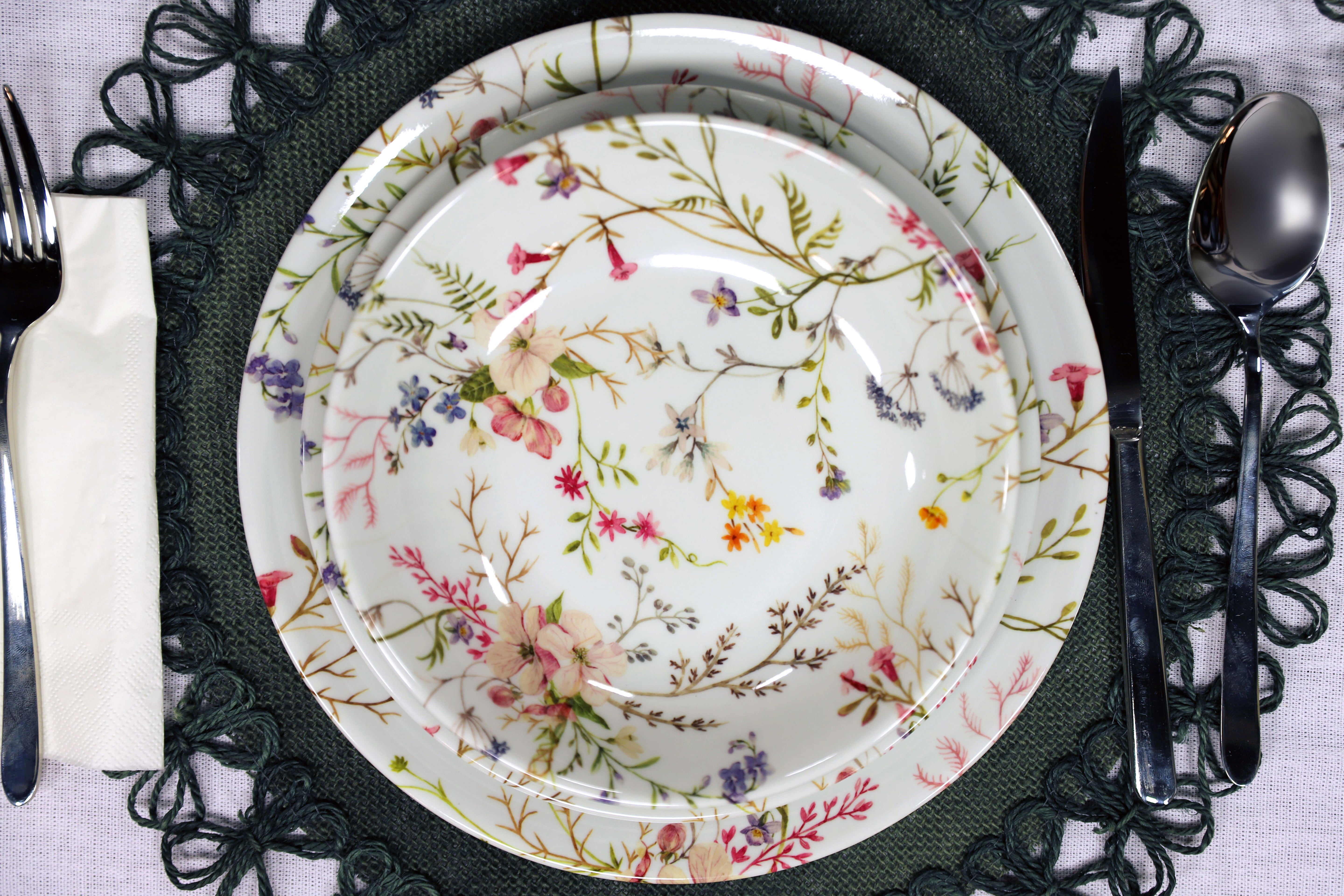 Melamine Dinnerware Set - Fiore Floral Design Bowls