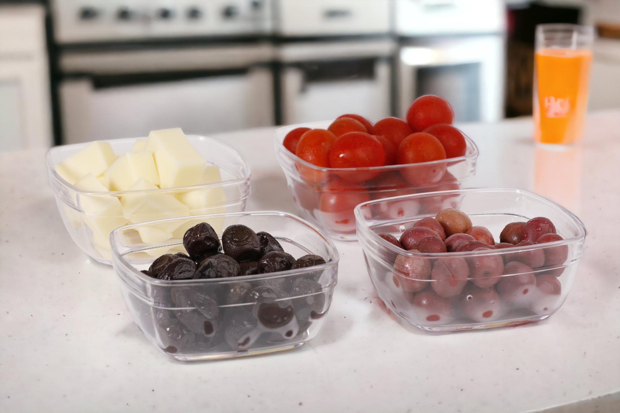 Lightweight Premium Snack Bowls - Clear Set of 4