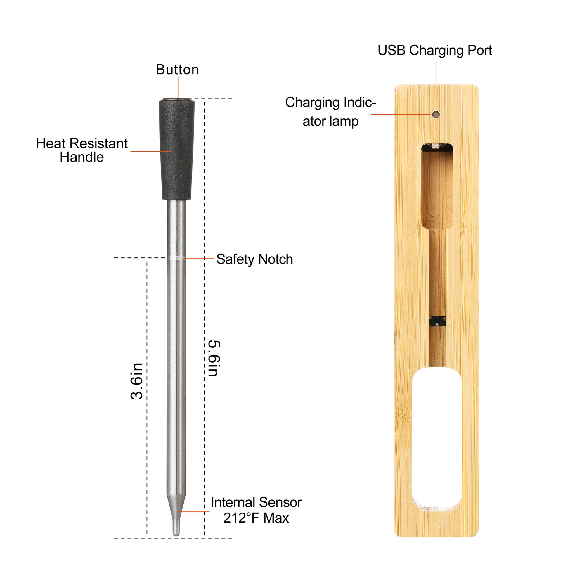 Bluetooth BBQ Thermometer with Probe - Opportia Precision Tool