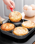 Four-Hole Non-Stick Omelette Pan Set with Silicone Spatula