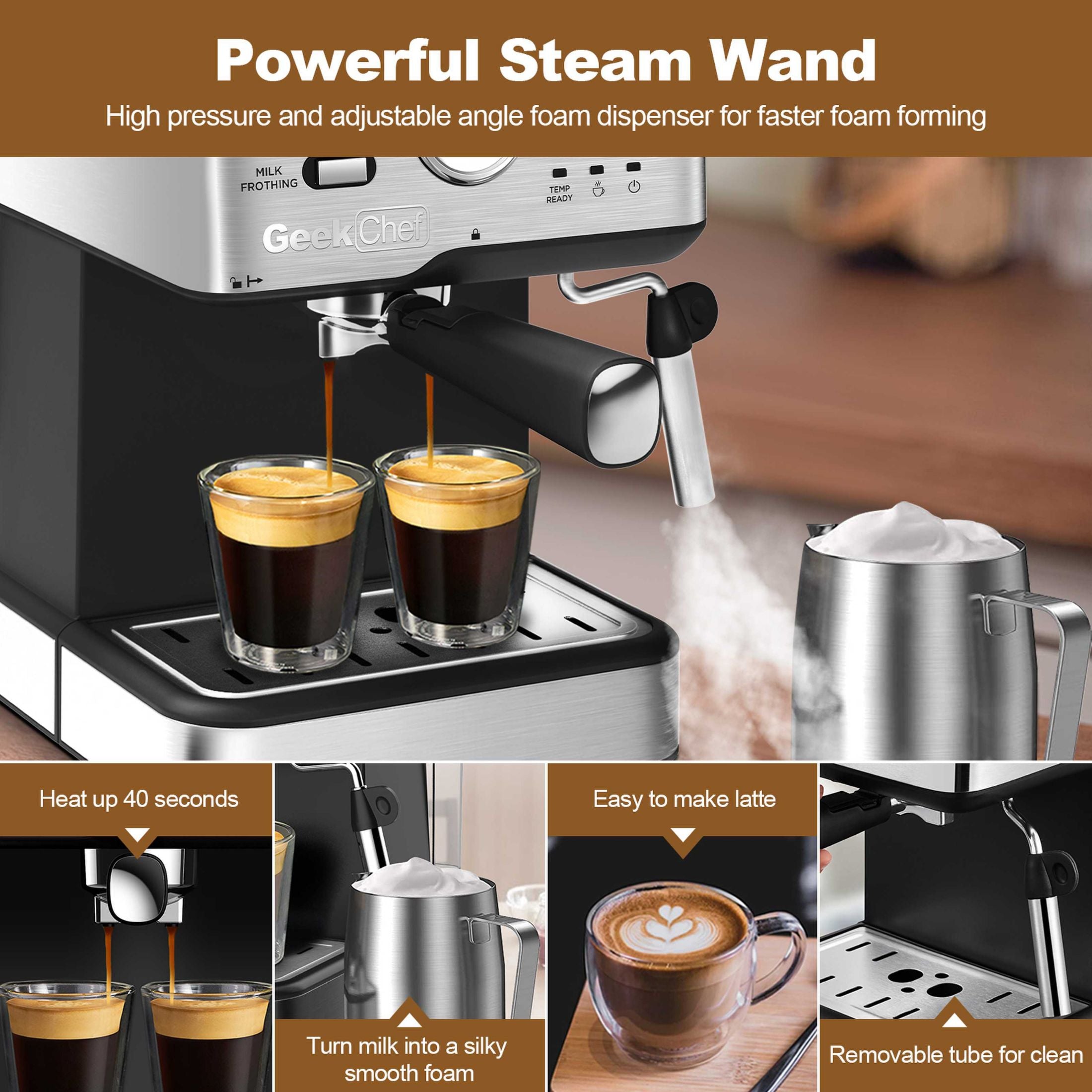 Adjustable Steam Wand Espresso Maker