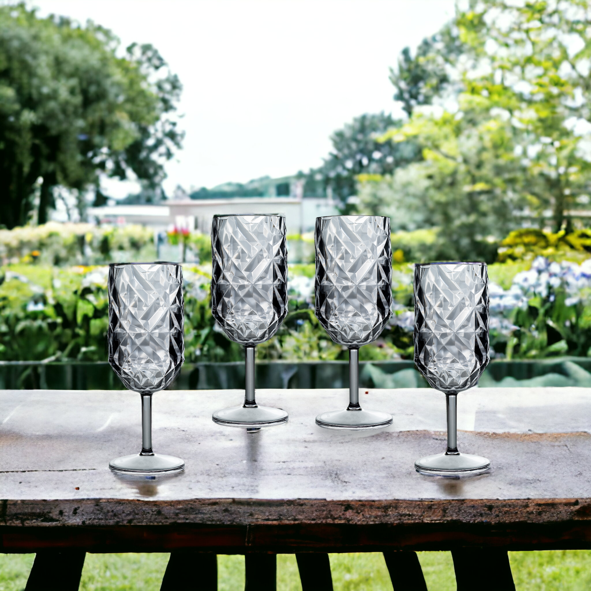 Set of 4 Prism Shatterproof Goblets - Transparent Grey