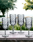 Transparent Grey Shatterproof Goblets - Set of 4